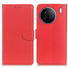 Leather Case Stands Flip Cover Holder A03D for Vivo X90 5G Red