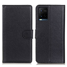 Leather Case Stands Flip Cover Holder A03D for Vivo Y21e Black