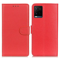 Leather Case Stands Flip Cover Holder A03D for Vivo Y21e Red