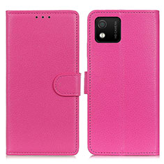 Leather Case Stands Flip Cover Holder A03D for Wiko Y52 Hot Pink