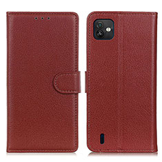 Leather Case Stands Flip Cover Holder A03D for Wiko Y82 Brown