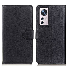 Leather Case Stands Flip Cover Holder A03D for Xiaomi Mi 12 5G Black