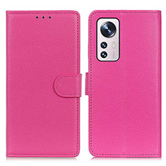 Leather Case Stands Flip Cover Holder A03D for Xiaomi Mi 12 5G Hot Pink