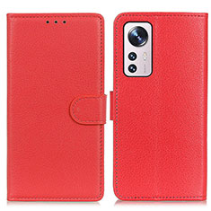 Leather Case Stands Flip Cover Holder A03D for Xiaomi Mi 12 5G Red