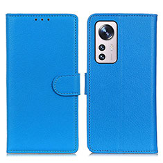 Leather Case Stands Flip Cover Holder A03D for Xiaomi Mi 12 5G Sky Blue
