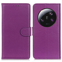 Leather Case Stands Flip Cover Holder A03D for Xiaomi Mi 13 Ultra 5G Purple