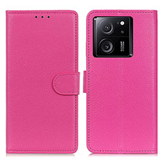 Leather Case Stands Flip Cover Holder A03D for Xiaomi Mi 13T 5G Hot Pink