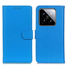 Leather Case Stands Flip Cover Holder A03D for Xiaomi Mi 14 5G Sky Blue