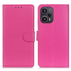 Leather Case Stands Flip Cover Holder A03D for Xiaomi Poco F5 5G Hot Pink