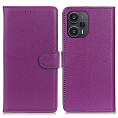 Leather Case Stands Flip Cover Holder A03D for Xiaomi Poco F5 5G Purple