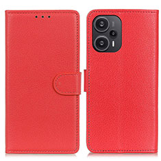 Leather Case Stands Flip Cover Holder A03D for Xiaomi Poco F5 5G Red