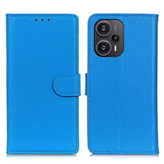 Leather Case Stands Flip Cover Holder A03D for Xiaomi Poco F5 5G Sky Blue