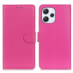 Leather Case Stands Flip Cover Holder A03D for Xiaomi Redmi 12 4G Hot Pink