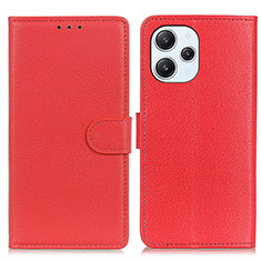 Leather Case Stands Flip Cover Holder A03D for Xiaomi Redmi 12 4G Red