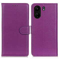 Leather Case Stands Flip Cover Holder A03D for Xiaomi Redmi 13C Purple
