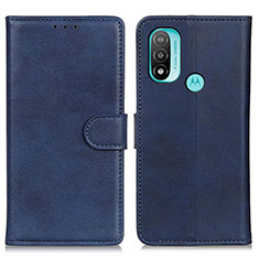 Leather Case Stands Flip Cover Holder A04D for Motorola Moto E20 Blue