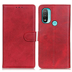 Leather Case Stands Flip Cover Holder A04D for Motorola Moto E20 Red