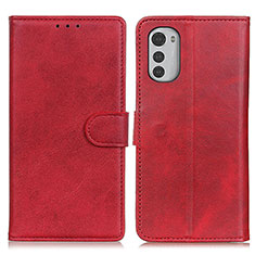 Leather Case Stands Flip Cover Holder A04D for Motorola Moto E32 Red