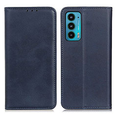 Leather Case Stands Flip Cover Holder A04D for Motorola Moto Edge 20 5G Blue