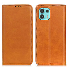 Leather Case Stands Flip Cover Holder A04D for Motorola Moto Edge 20 Lite 5G Light Brown