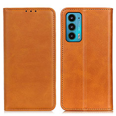 Leather Case Stands Flip Cover Holder A04D for Motorola Moto Edge Lite 5G Light Brown
