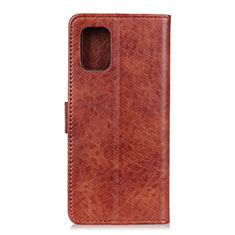 Leather Case Stands Flip Cover Holder A04D for Motorola Moto G100 5G Brown