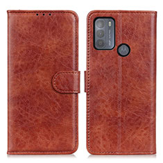 Leather Case Stands Flip Cover Holder A04D for Motorola Moto G50 Brown