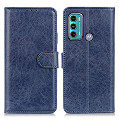 Leather Case Stands Flip Cover Holder A04D for Motorola Moto G60 Blue