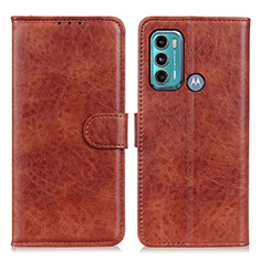 Leather Case Stands Flip Cover Holder A04D for Motorola Moto G60 Brown