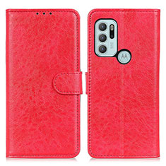 Leather Case Stands Flip Cover Holder A04D for Motorola Moto G60s Red