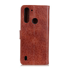 Leather Case Stands Flip Cover Holder A04D for Motorola Moto One Fusion Brown