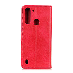 Leather Case Stands Flip Cover Holder A04D for Motorola Moto One Fusion Red