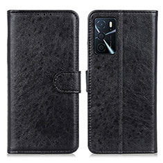 Leather Case Stands Flip Cover Holder A04D for Oppo A16 Black