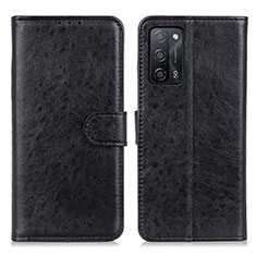 Leather Case Stands Flip Cover Holder A04D for Oppo A53s 5G Black