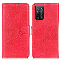 Leather Case Stands Flip Cover Holder A04D for Oppo A53s 5G Red