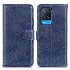 Leather Case Stands Flip Cover Holder A04D for Oppo A54 4G Blue