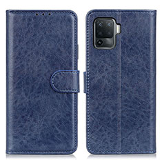 Leather Case Stands Flip Cover Holder A04D for Oppo A94 4G Blue
