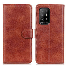 Leather Case Stands Flip Cover Holder A04D for Oppo A94 5G Brown