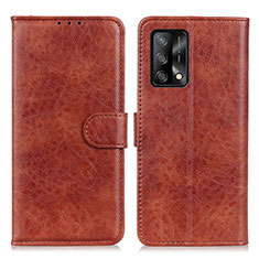 Leather Case Stands Flip Cover Holder A04D for Oppo A95 4G Brown