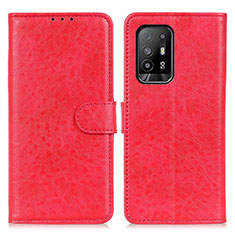Leather Case Stands Flip Cover Holder A04D for Oppo A95 5G Red