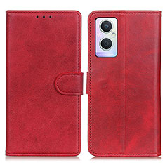 Leather Case Stands Flip Cover Holder A04D for Oppo F21 Pro 5G Red