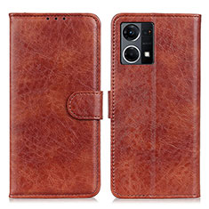 Leather Case Stands Flip Cover Holder A04D for Oppo F21s Pro 4G Brown