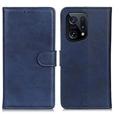 Leather Case Stands Flip Cover Holder A04D for Oppo Find X5 5G Blue