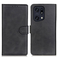 Leather Case Stands Flip Cover Holder A04D for Oppo Find X5 Pro 5G Black