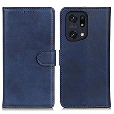 Leather Case Stands Flip Cover Holder A04D for Oppo Find X5 Pro 5G Blue