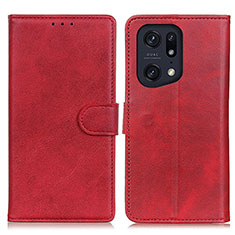 Leather Case Stands Flip Cover Holder A04D for Oppo Find X5 Pro 5G Red