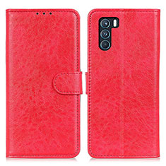 Leather Case Stands Flip Cover Holder A04D for Oppo K9 Pro 5G Red