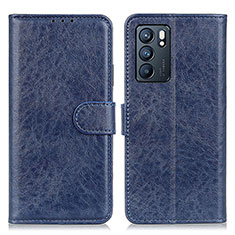 Leather Case Stands Flip Cover Holder A04D for Oppo Reno6 5G Blue