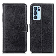 Leather Case Stands Flip Cover Holder A04D for Oppo Reno6 Pro 5G India Black
