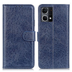Leather Case Stands Flip Cover Holder A04D for Oppo Reno7 4G Blue